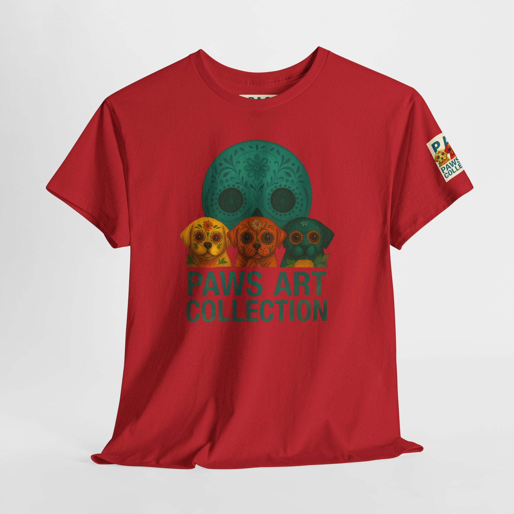 T-Shirt: PAWS Art Collection(Dia de los Muertos Edition Teal Skull)