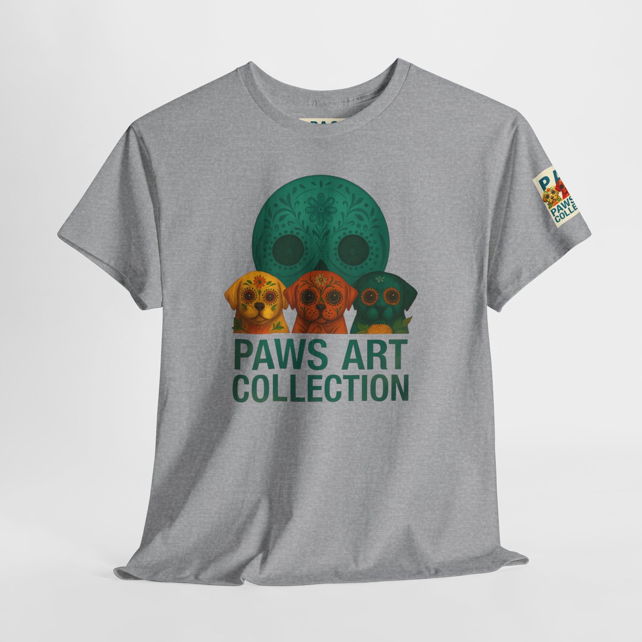 T-Shirt: PAWS Art Collection(Dia de los Muertos Edition Teal Skull)