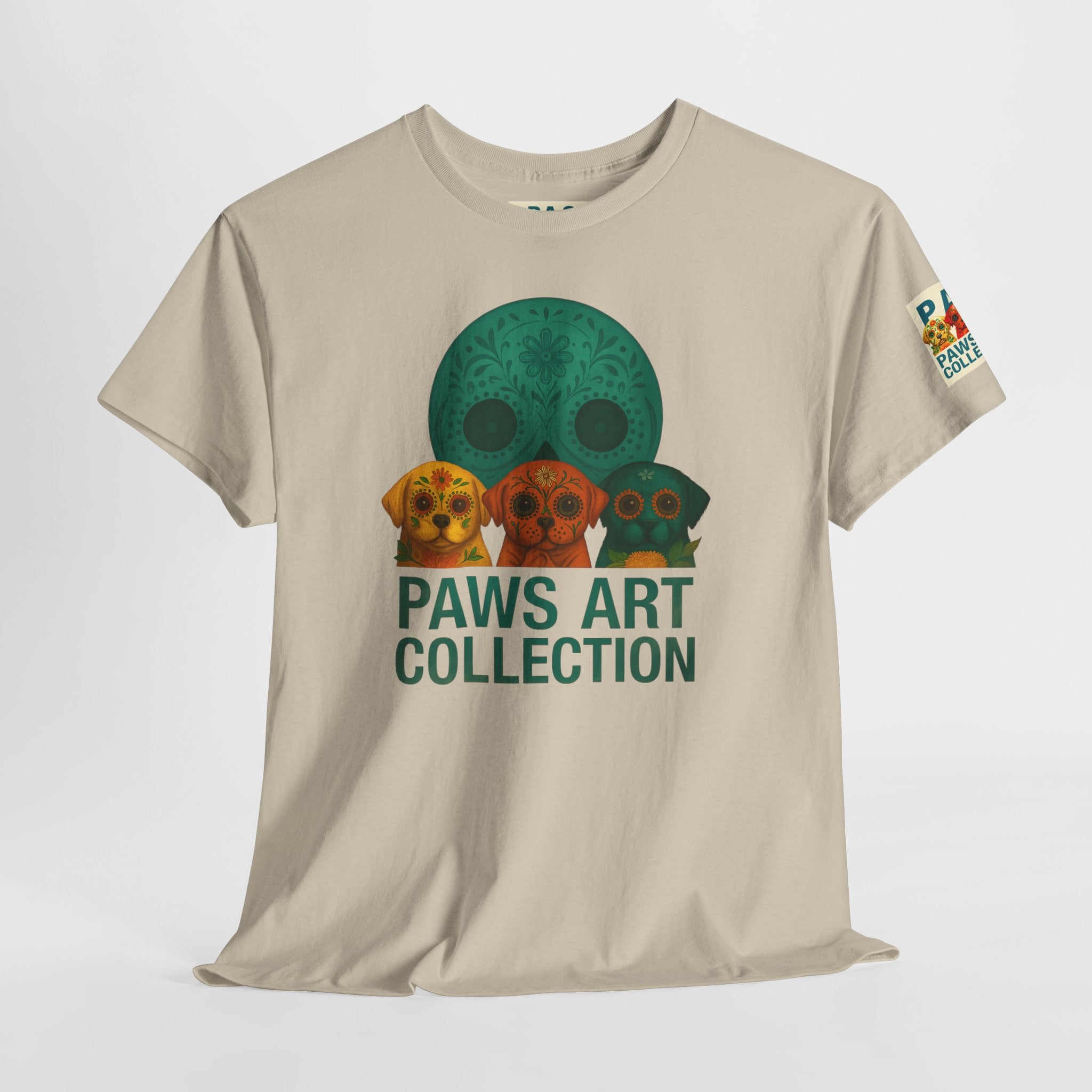 T-Shirt: PAWS Art Collection(Dia de los Muertos Edition Teal Skull)