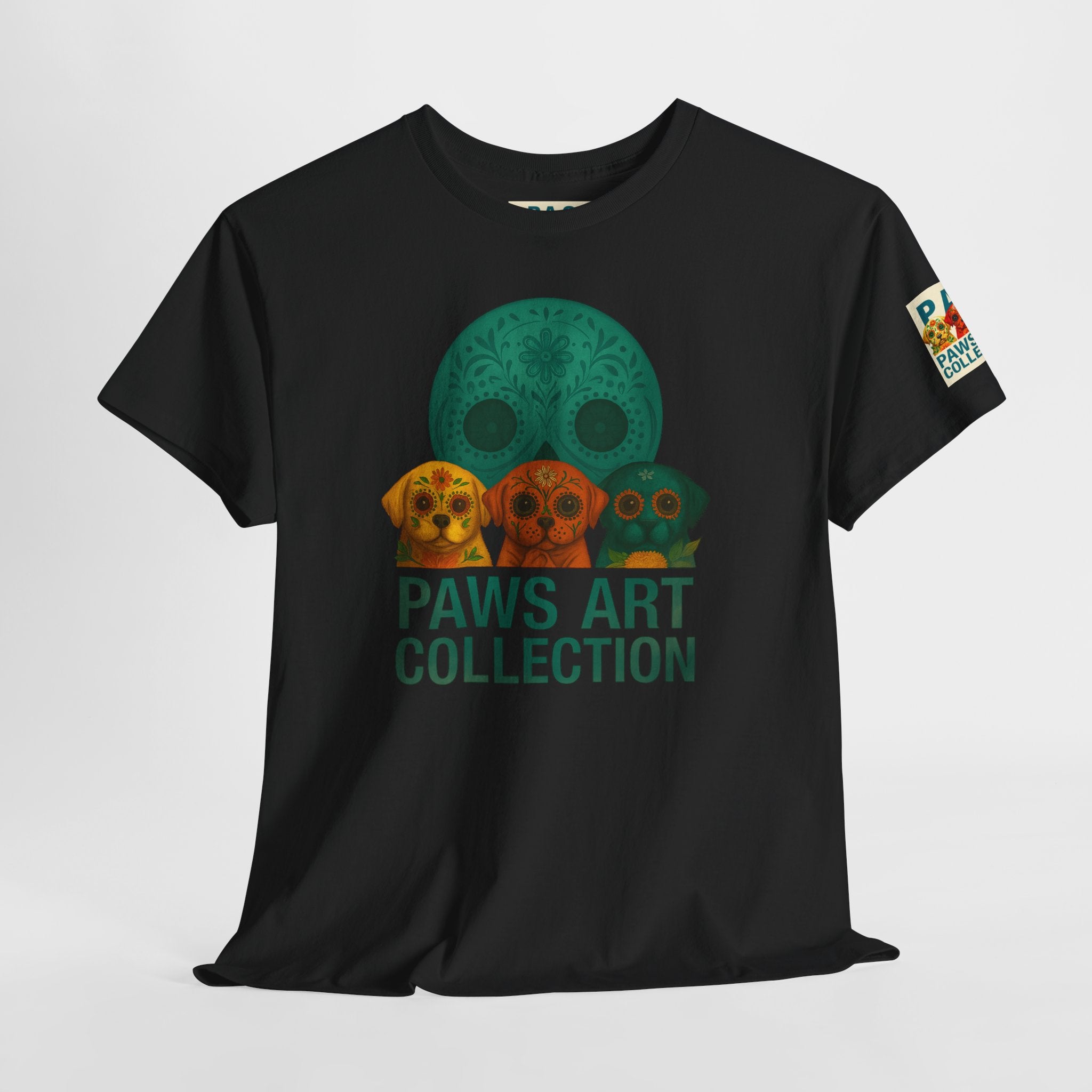 T-Shirt: PAWS Art Collection(Dia de los Muertos Edition Teal Skull)