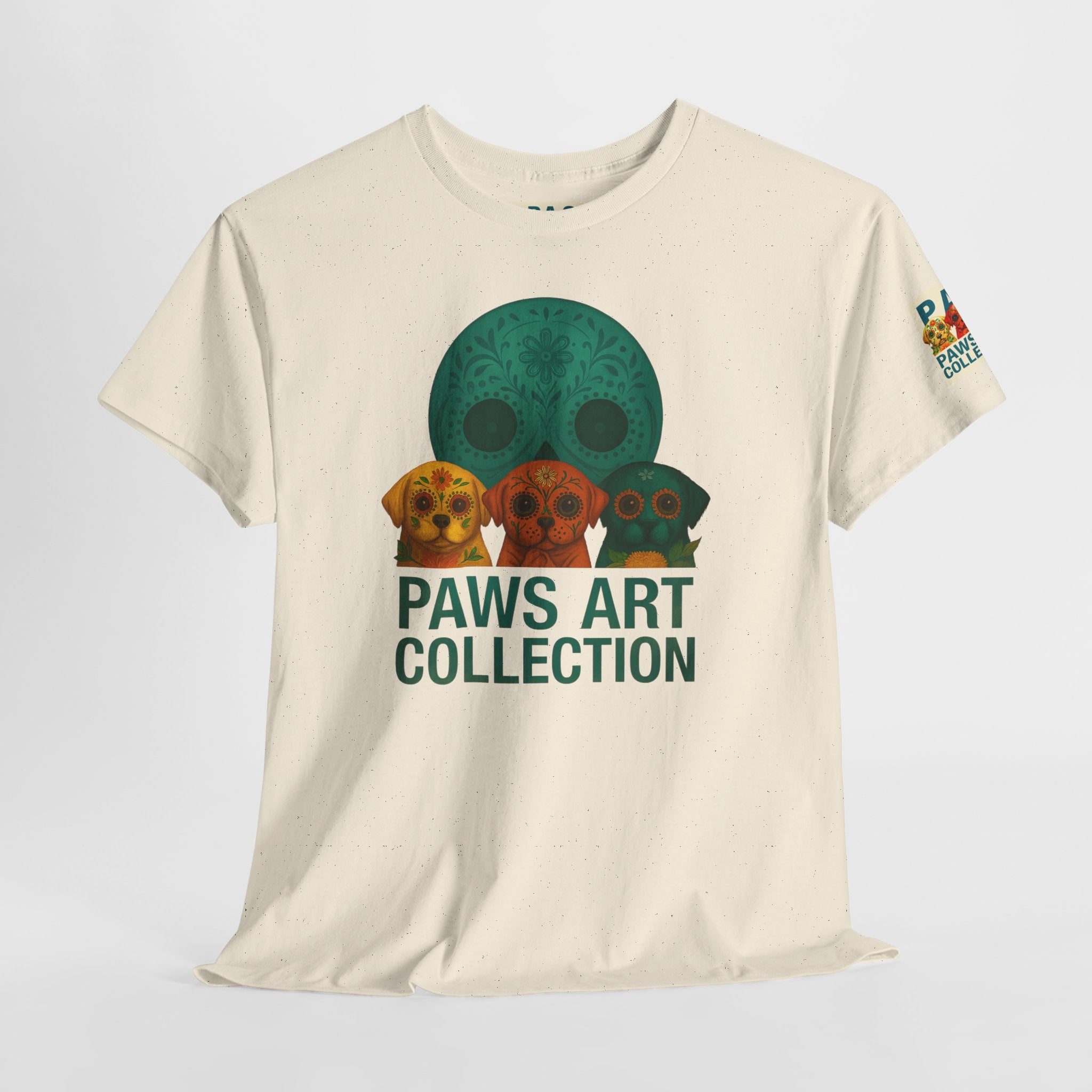T-Shirt: PAWS Art Collection(Dia de los Muertos Edition Teal Skull)